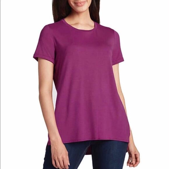 ELLEN TRACY Ladies Short Sleeve HiLo Hem Tunic Top - Picture 2 of 3